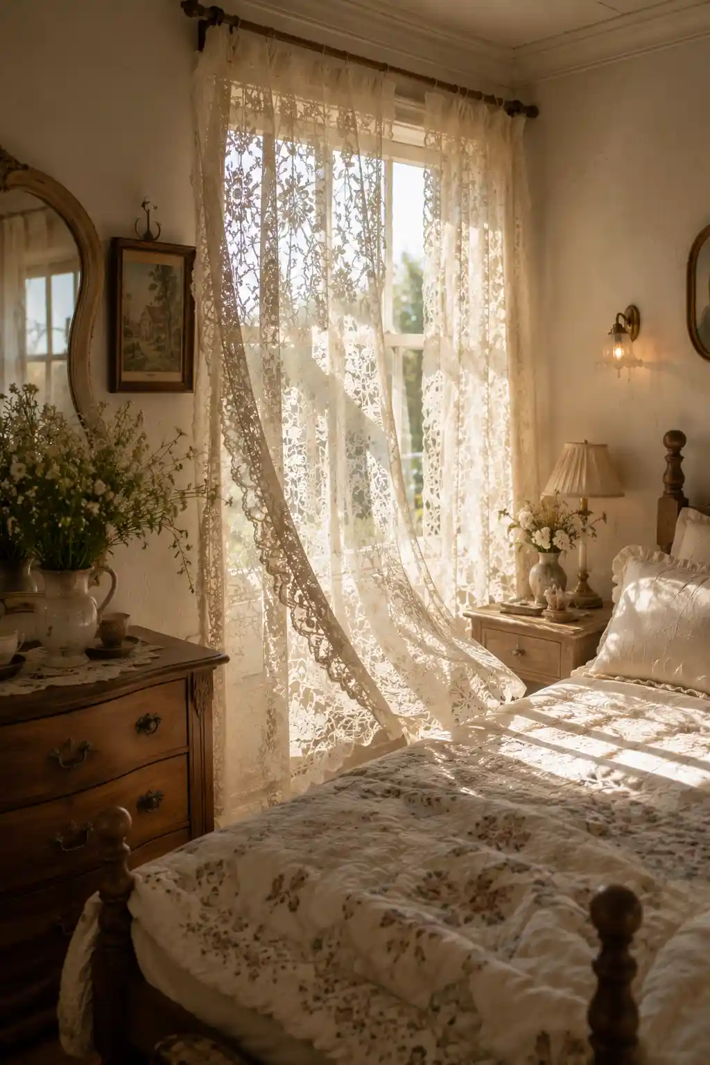 05 Lace Curtains Bedroom Light
