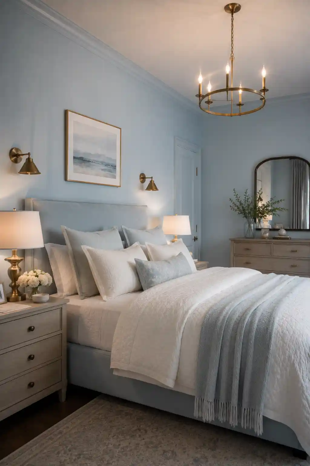 06 Light Blue Bedroom Brass Accents