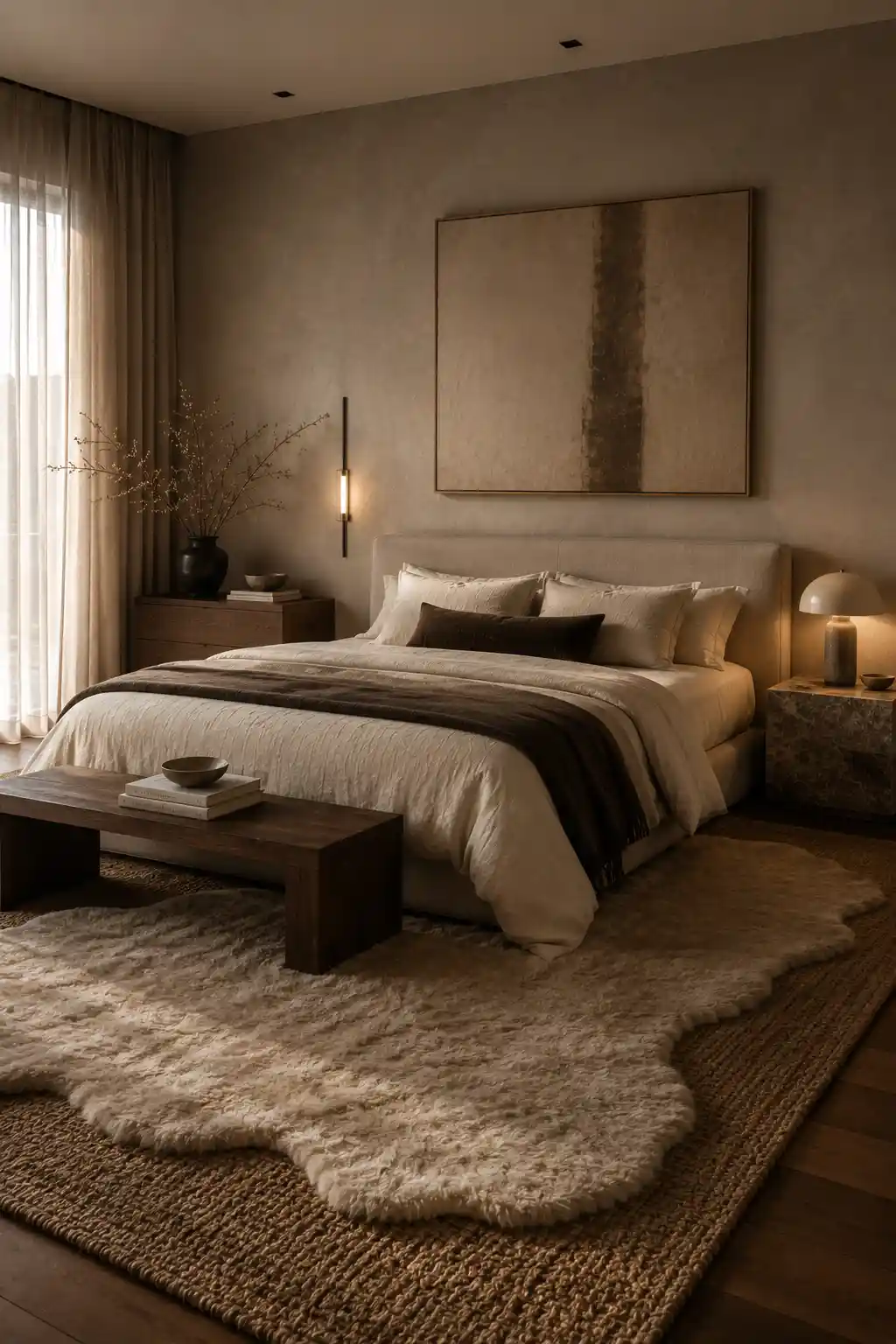 08 Layered Bedroom Rugs