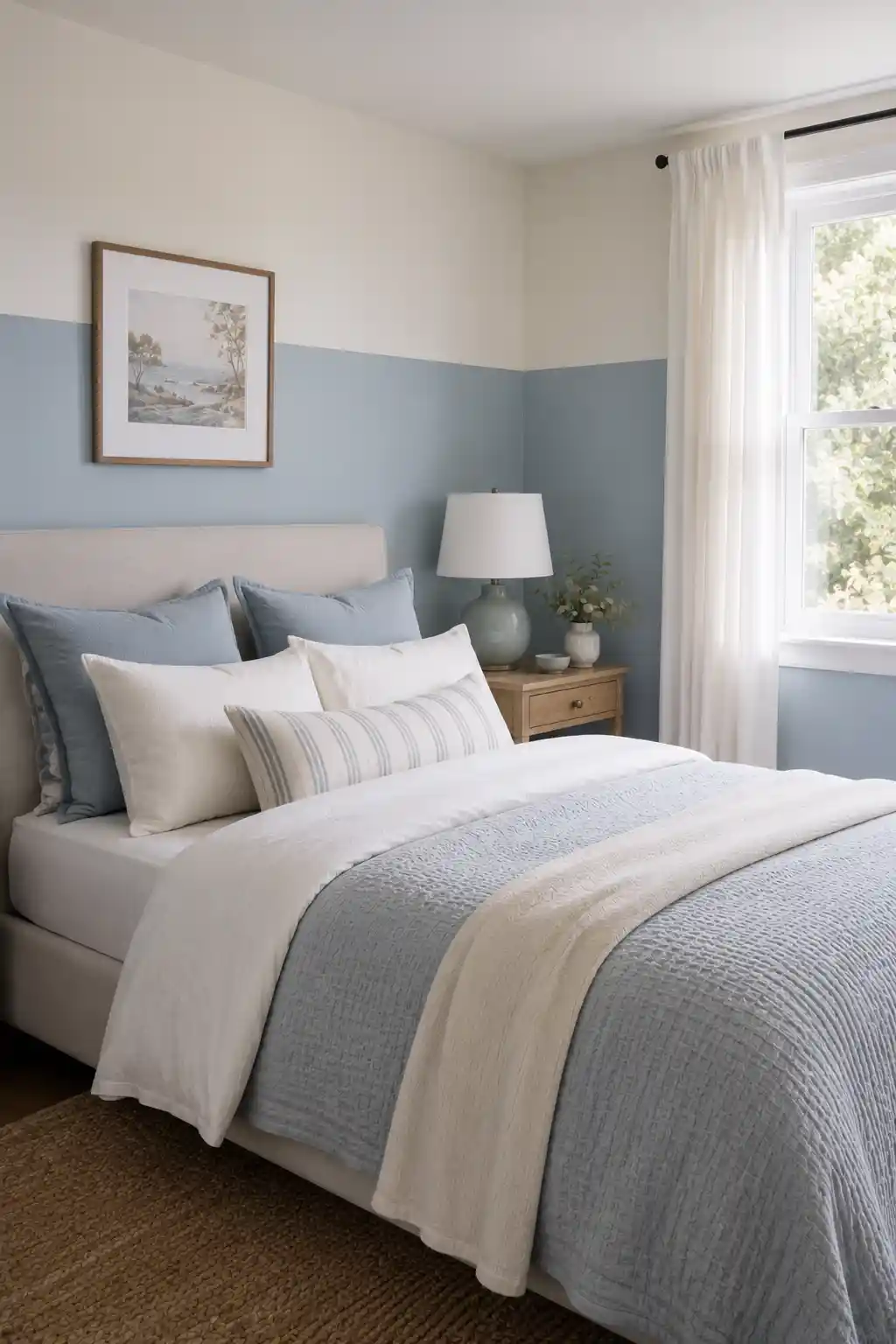 09 Half Painted Light Blue Bedroom