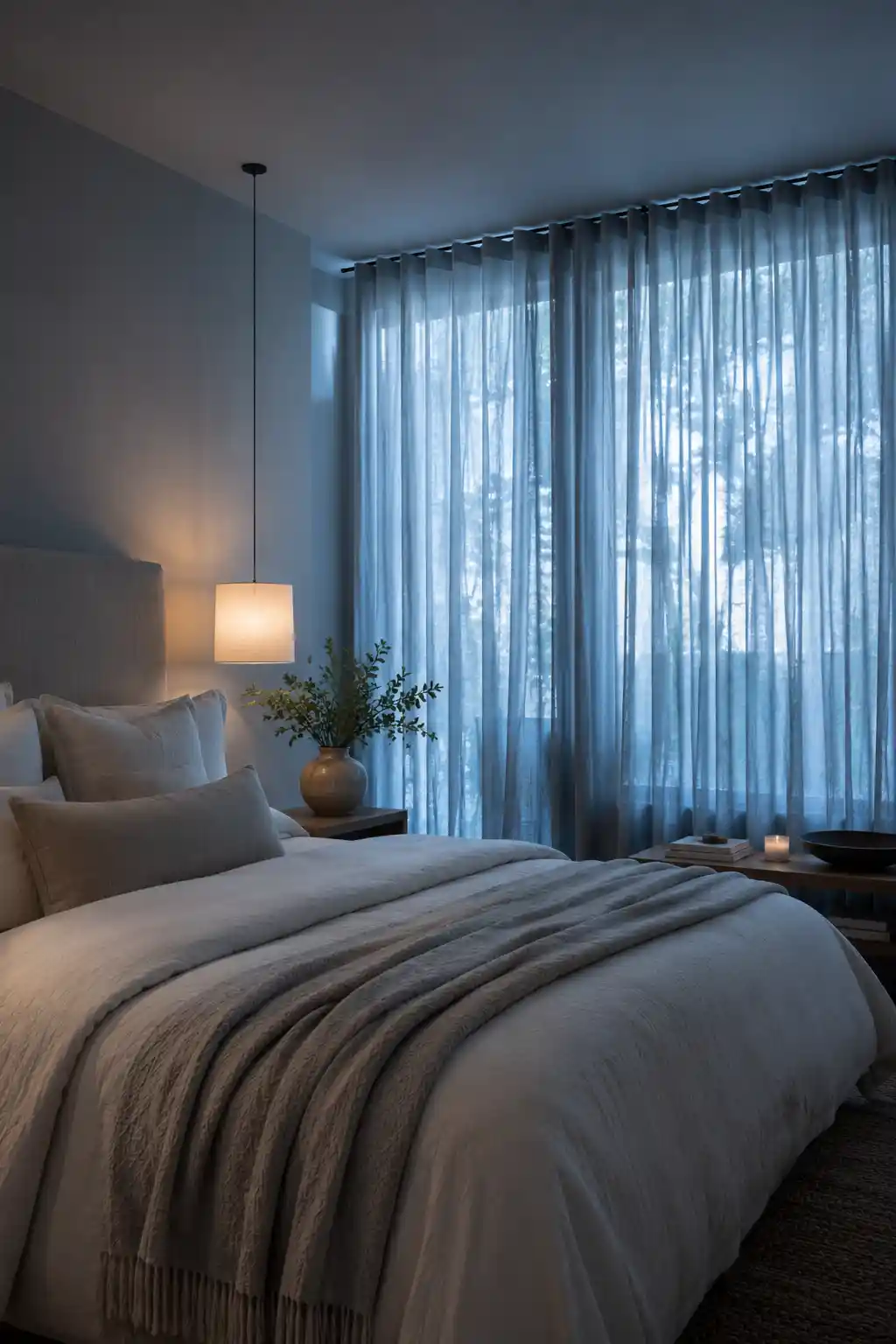 10 Slate Blue Linen Drapes Bedroom