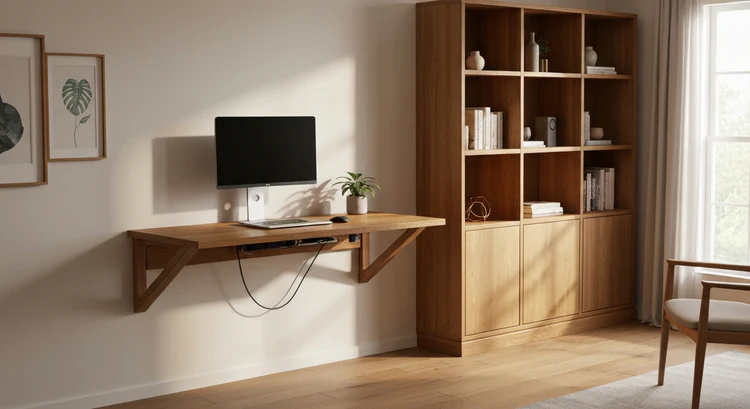 The Wall-Hugger: Desk-Shelf Hybrid