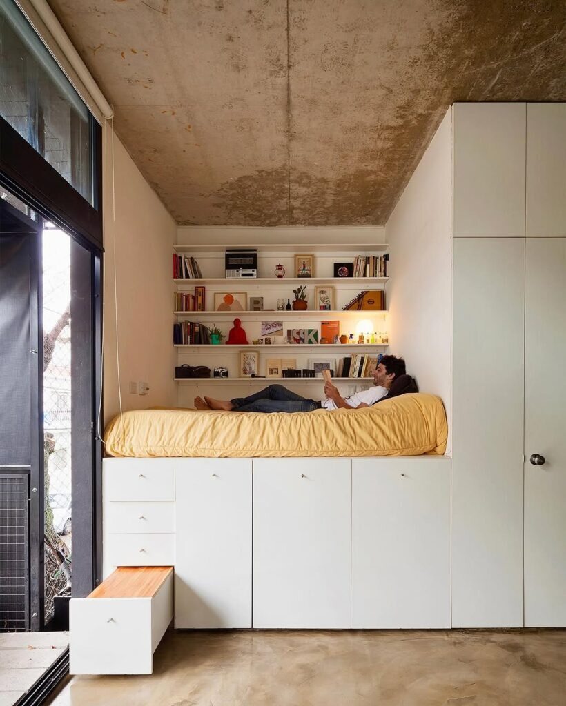 Elevated Bed Frame with Underneath Storage