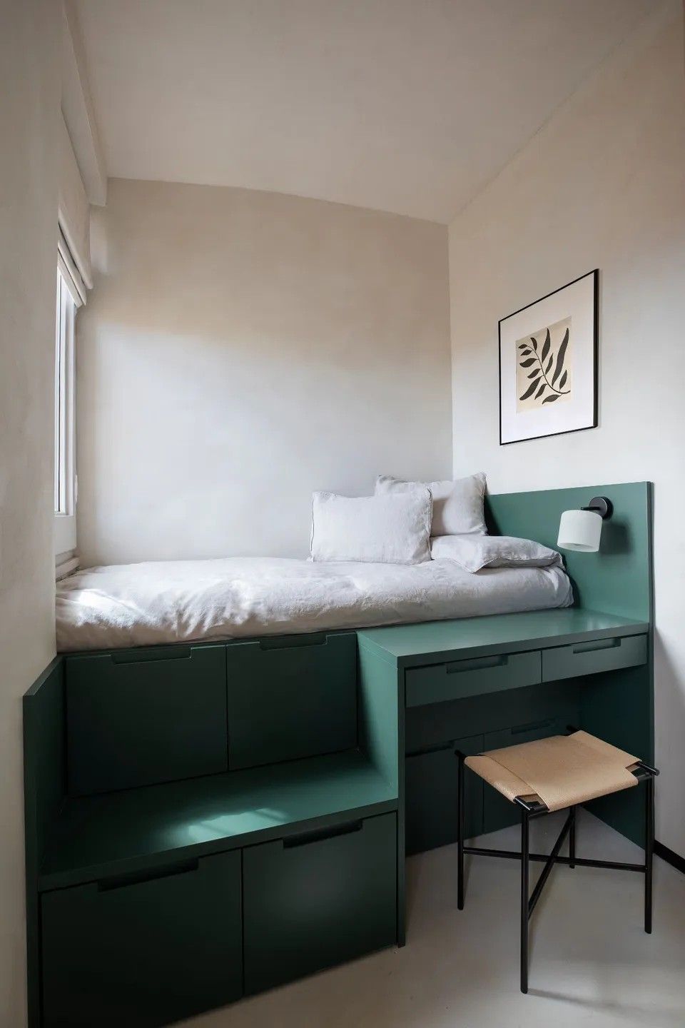 Elevated Platform Bed with Integrated Side Desk