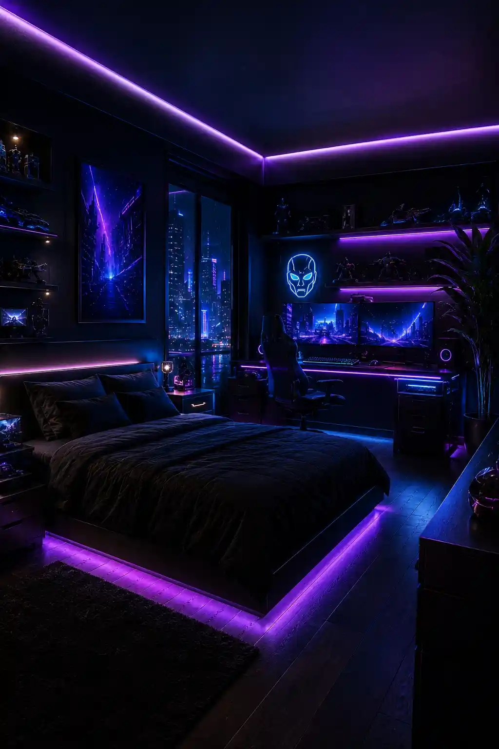8 Cyberpunk LED Teen Bedroom