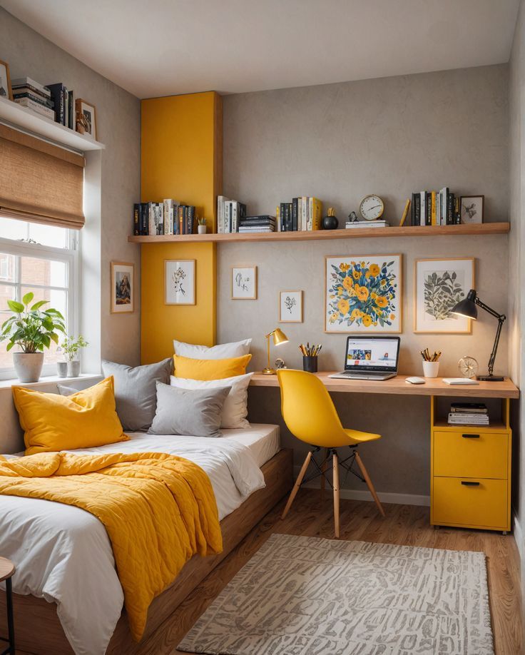 Work Area Bedroom with Bright Accents