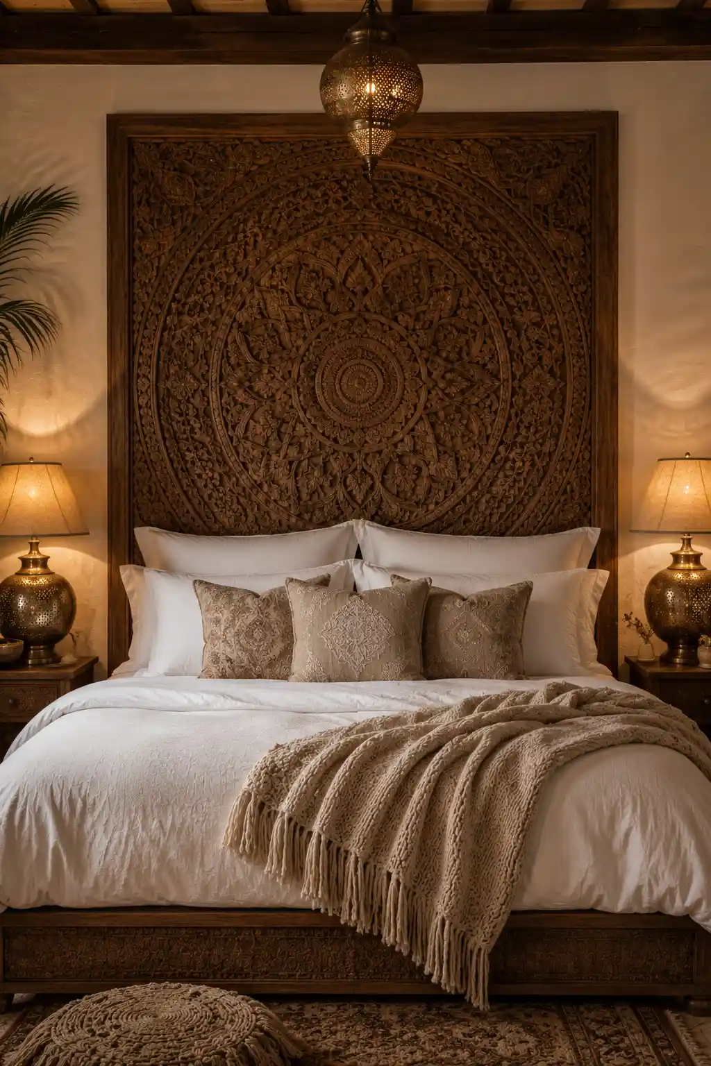 Artisanal Hand-Carved Wooden Headboards