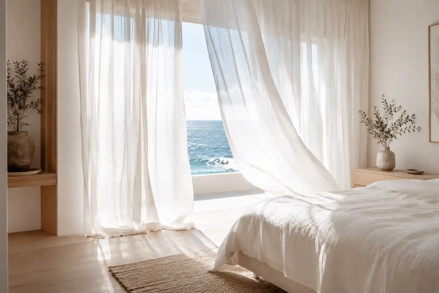 Install Breezy White Linen Curtains