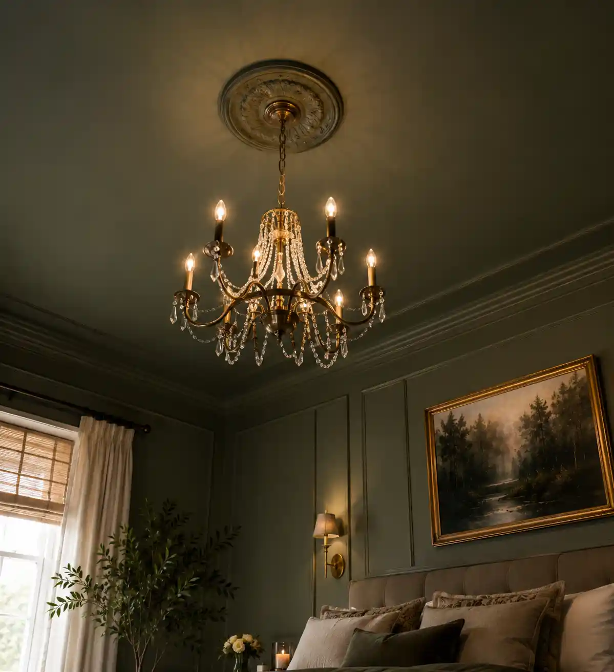 Dark Sage Green Ceiling for a Cocoon Effect