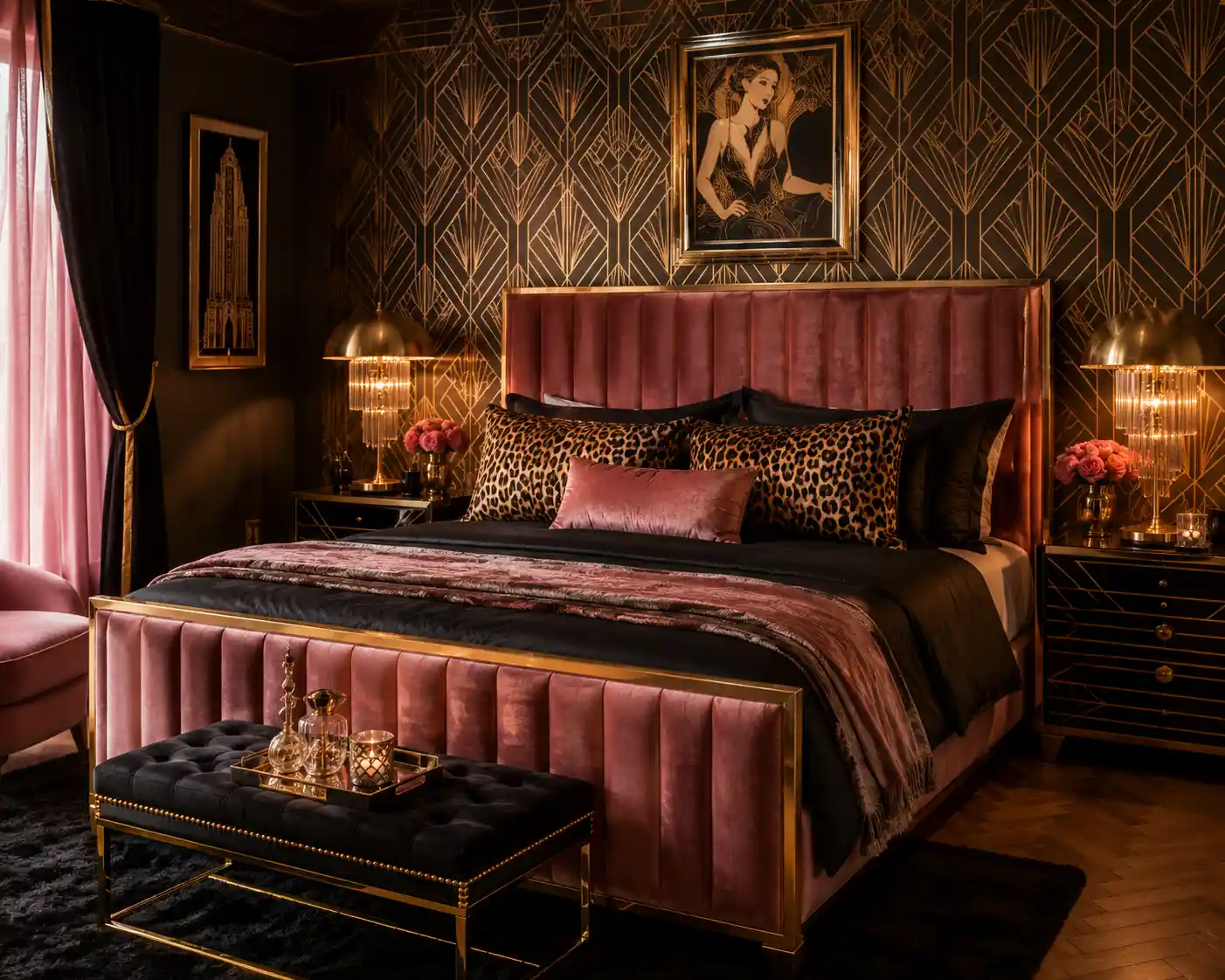 Art Deco Pink and Leopard Glam