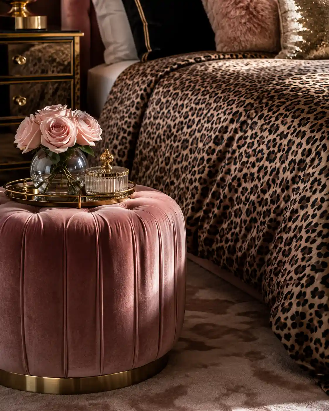 Pink Velvet Accents and Cheetah Textures