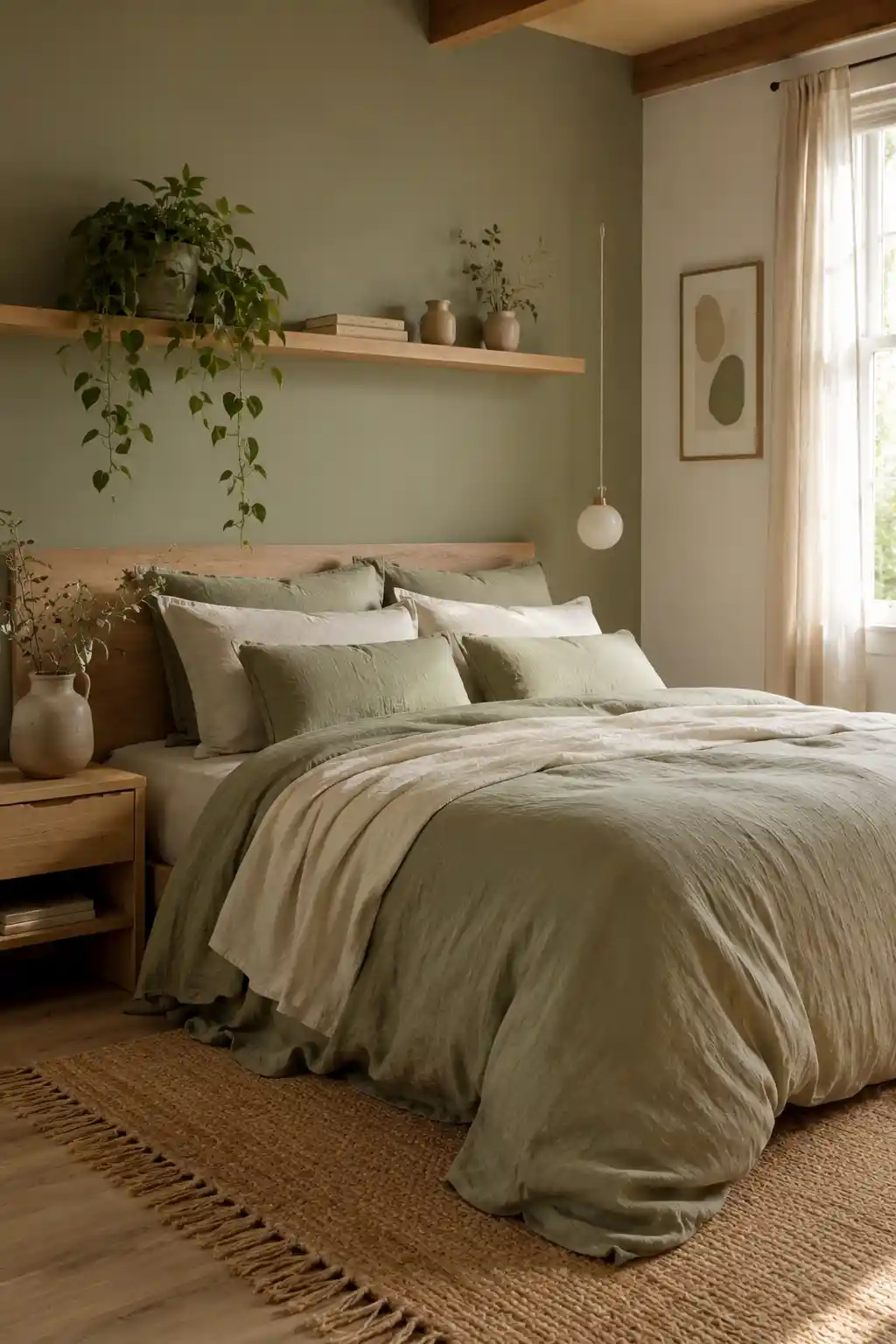 Organic Sage and Natural Wood Retreat