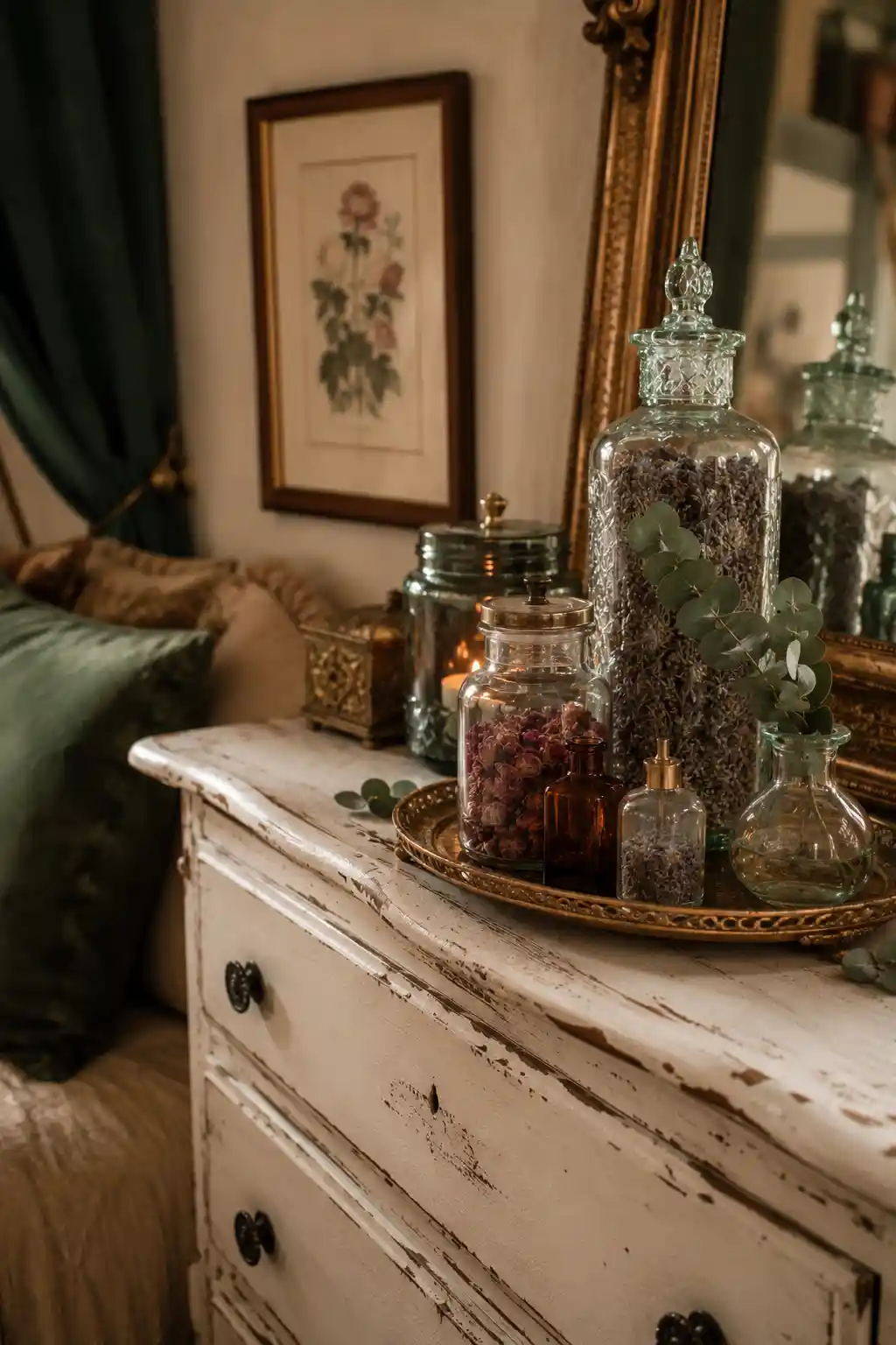 Glass Apothecary Jars and Botanical Specimens