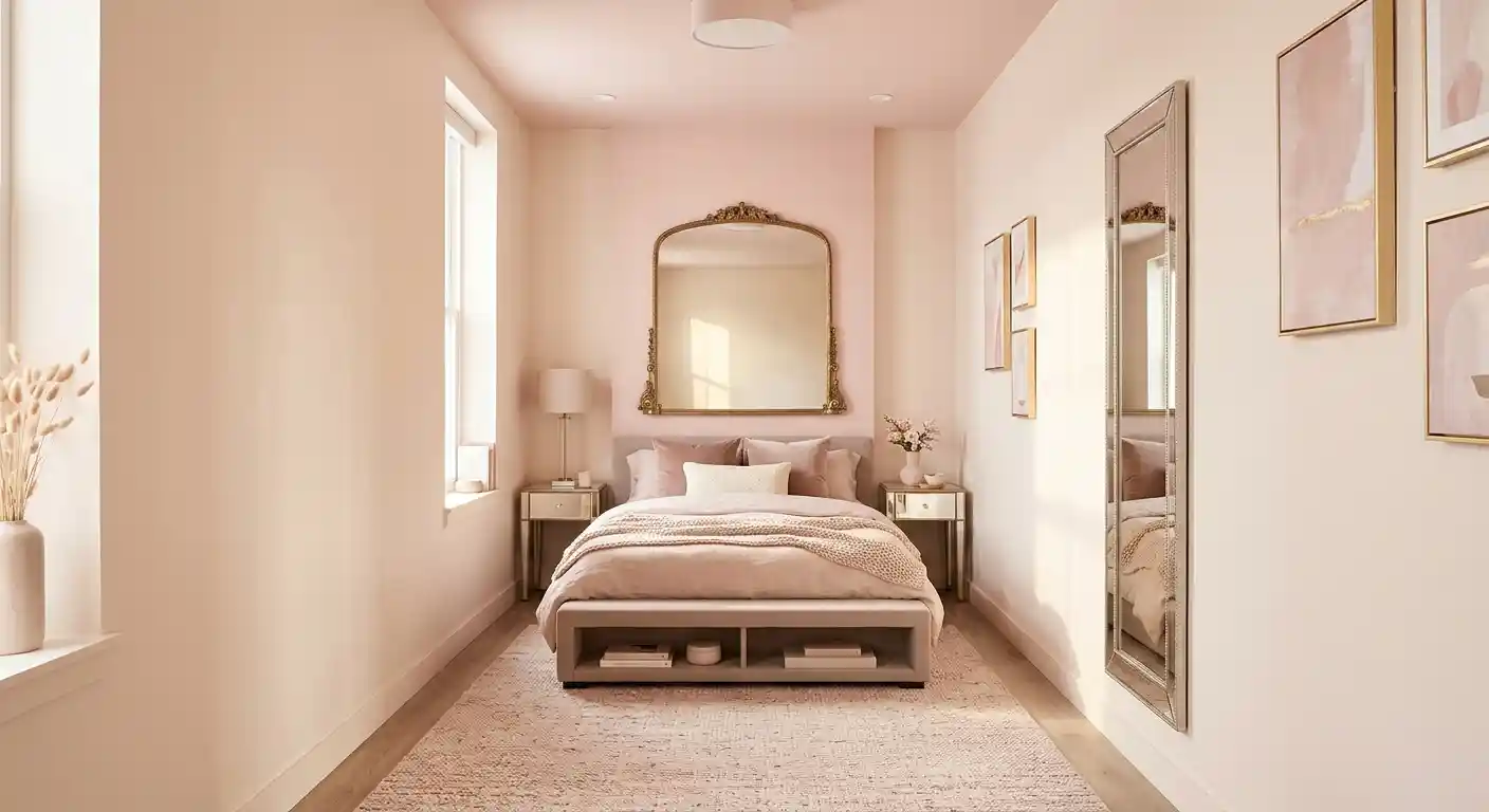 11 Lengthen A Narrow Layout With Soft Pink Tones Clean