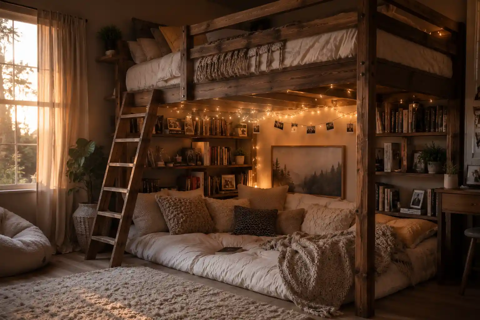 Cozy Reading Nook with Loft Bed