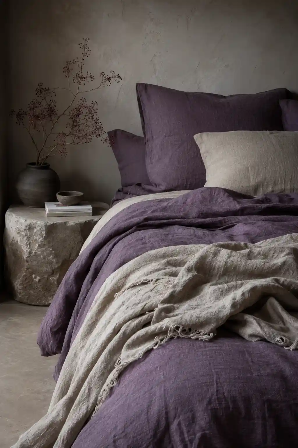 Amethyst Tones and Raw Linen Textures