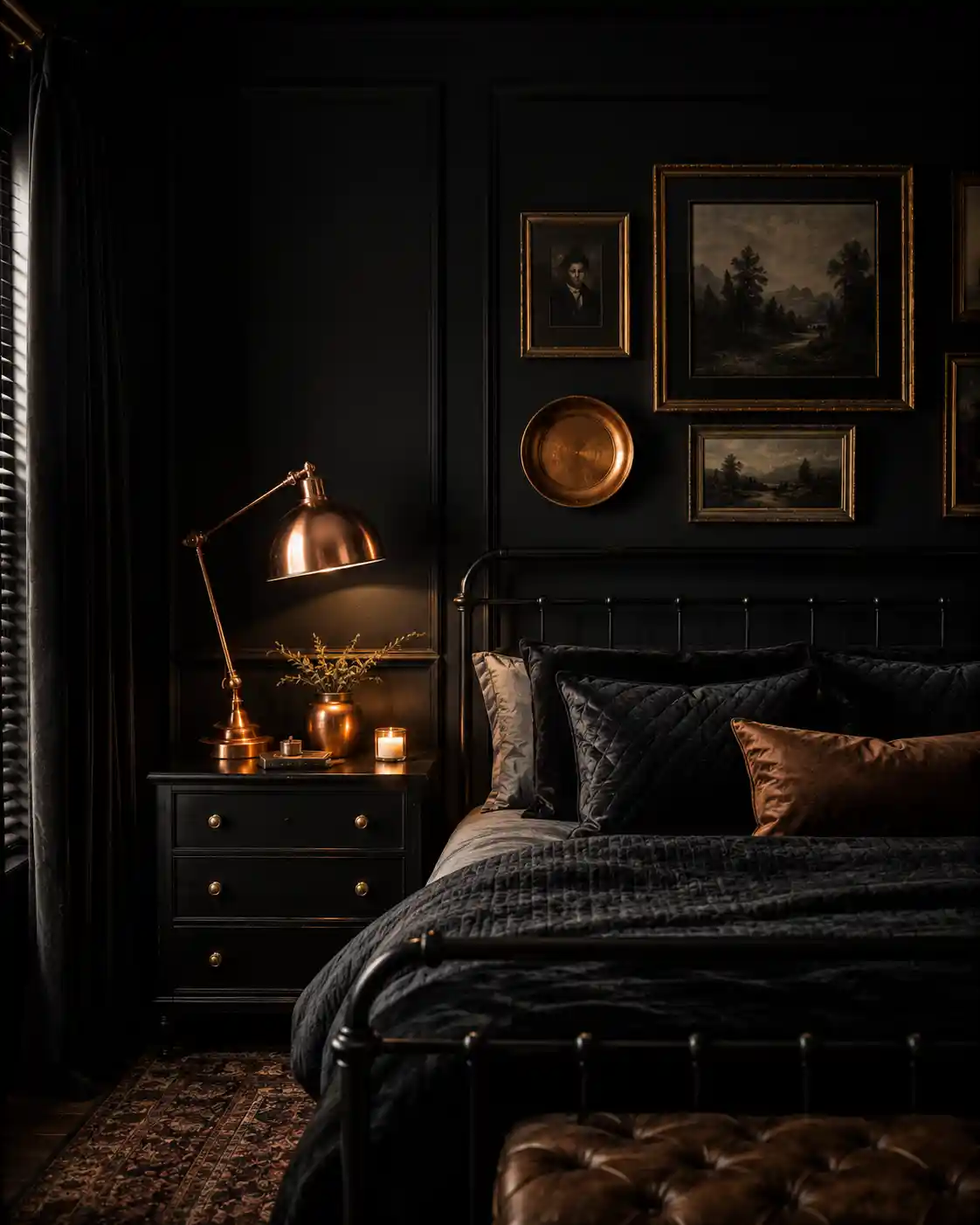 Mixed Metallic Textures Against Matte Black