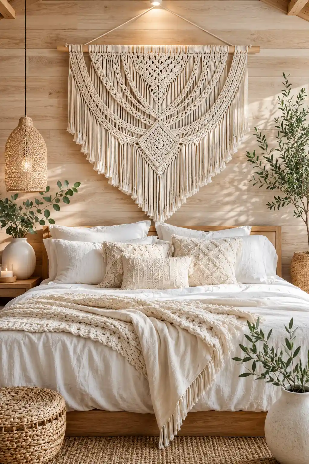 Intricate White Macramé Wall Art