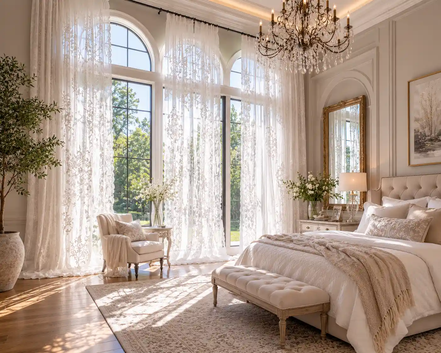 Floor-to-Ceiling Lace Drapery