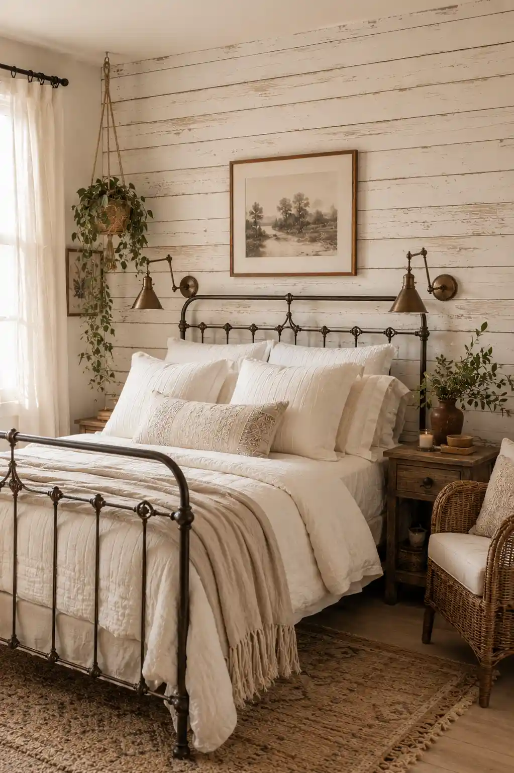 Creamy Distressed Shiplap