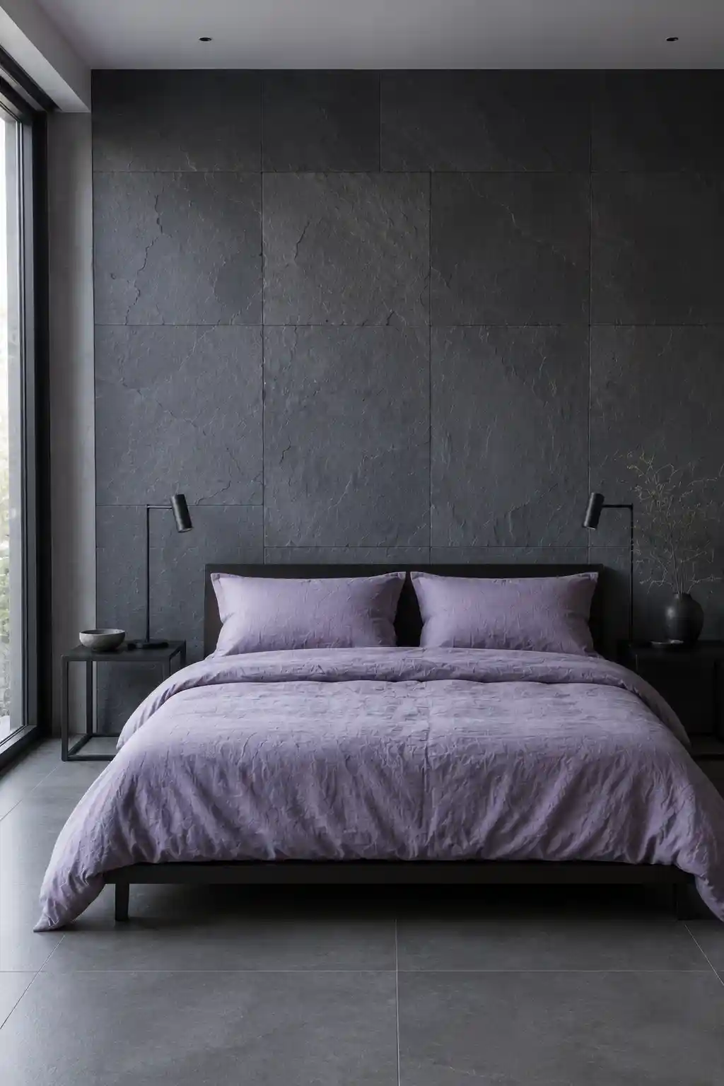 Pale Purple and Slate Stone Minimalism