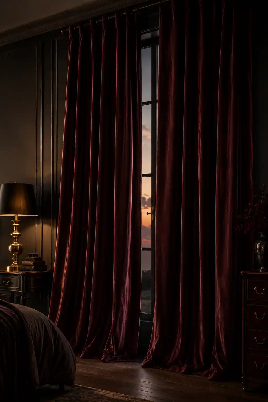 Creating Drama with Deep Burgundy Drapery