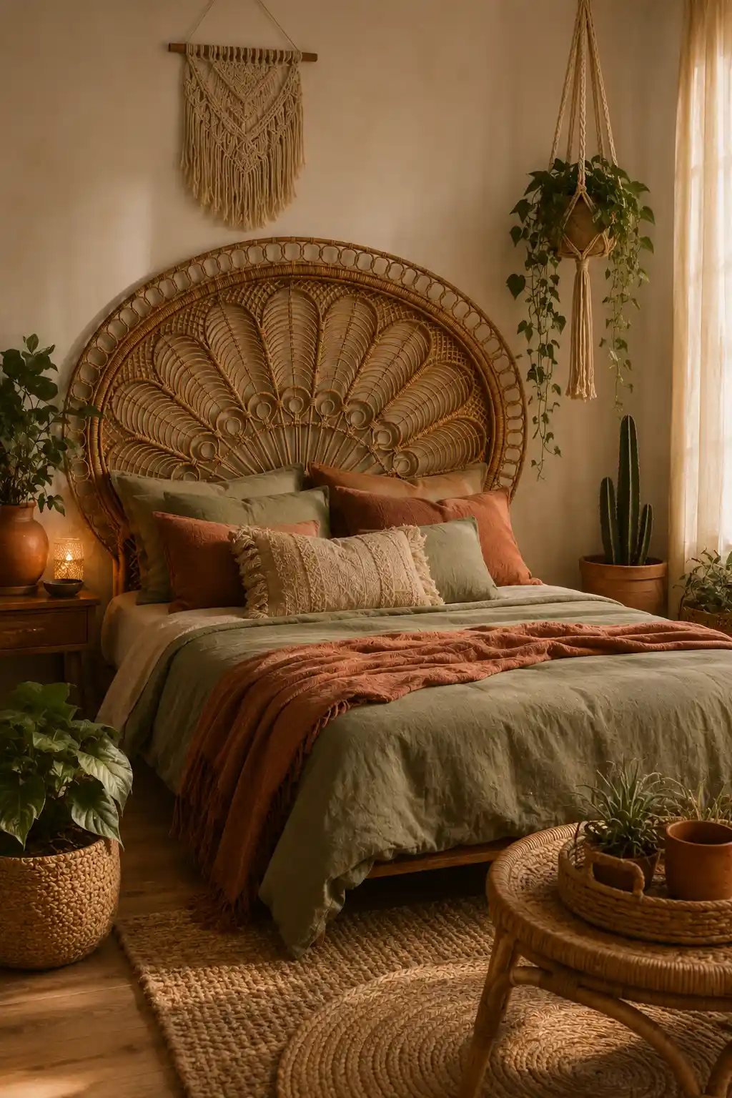 Bohemian Layering with Rattan and Clay
