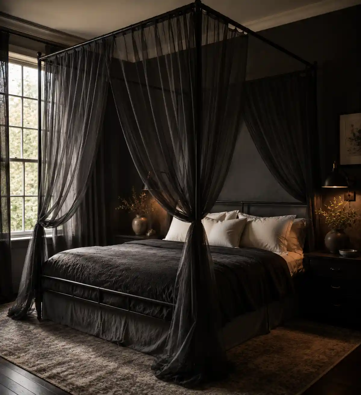 Romantic Canopy Beds with Sheer Drapery