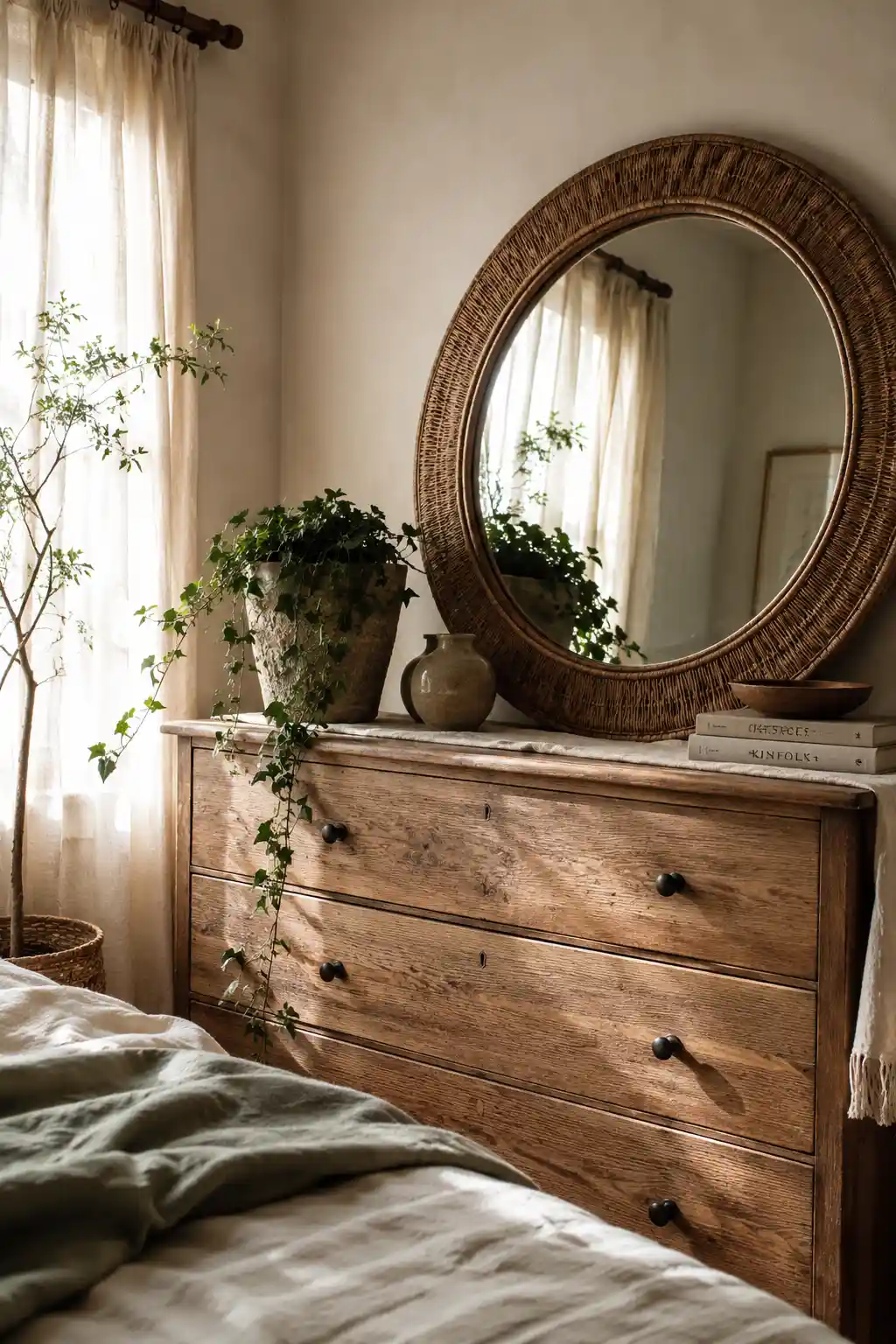 Layered Round Mirrors and Cascading Ivy