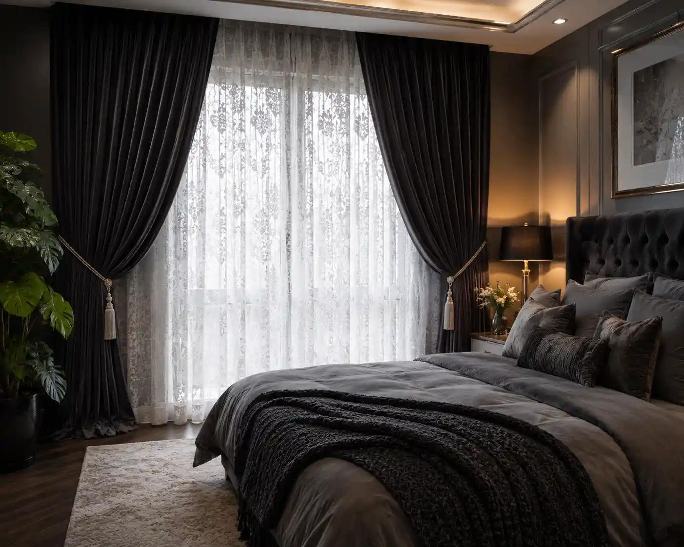 Layered Lace and Heavy Blackout Drapes