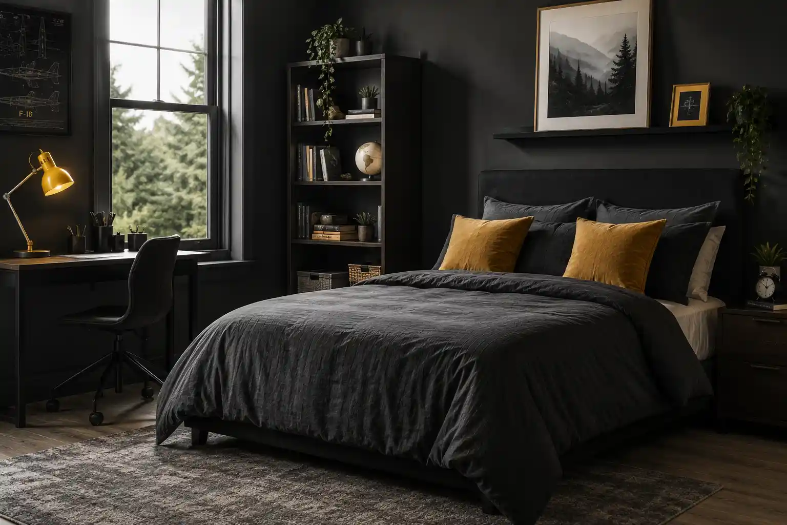Warm Ochre and Charcoal Accents