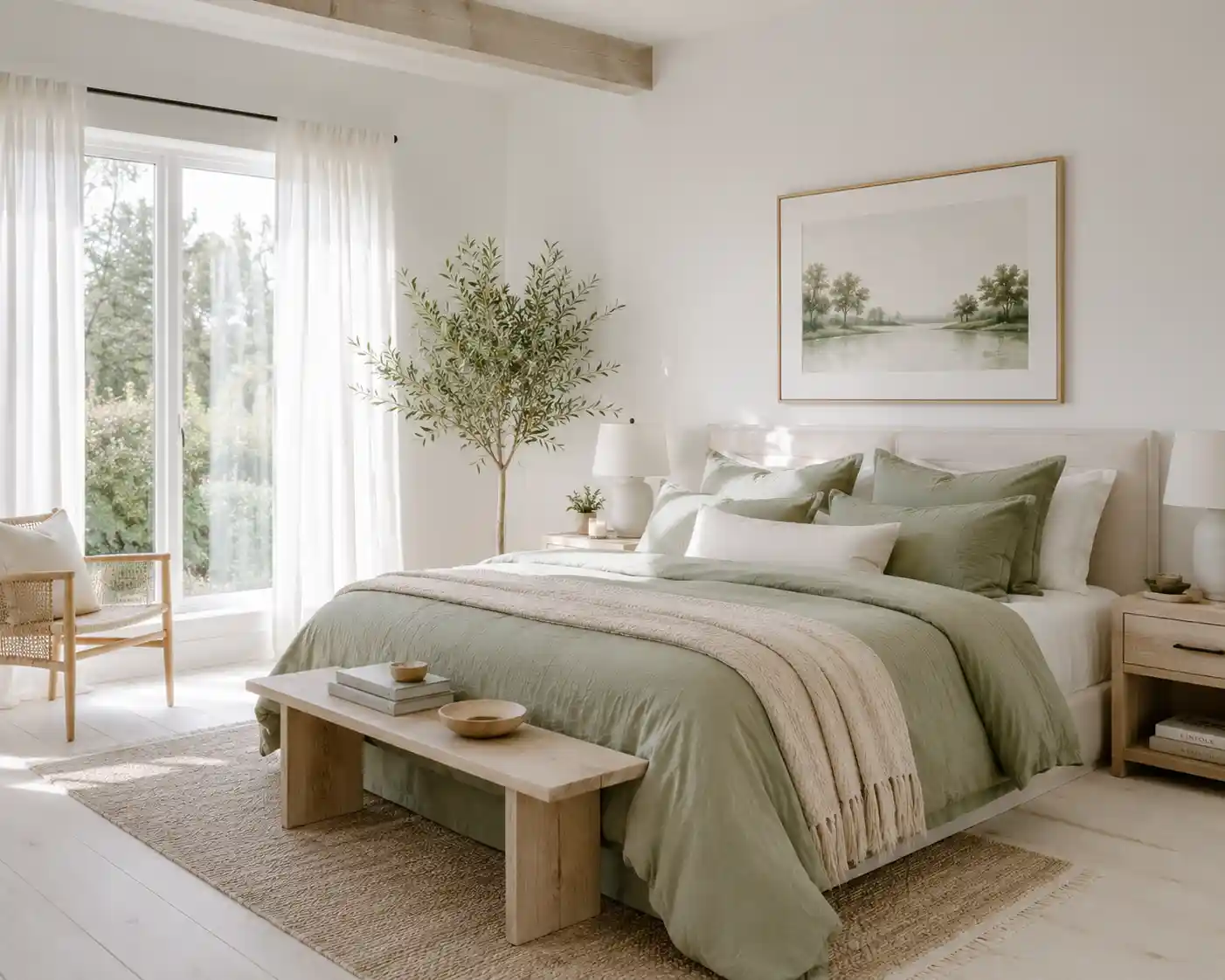 Airy Coastal Serenity in White and Sage