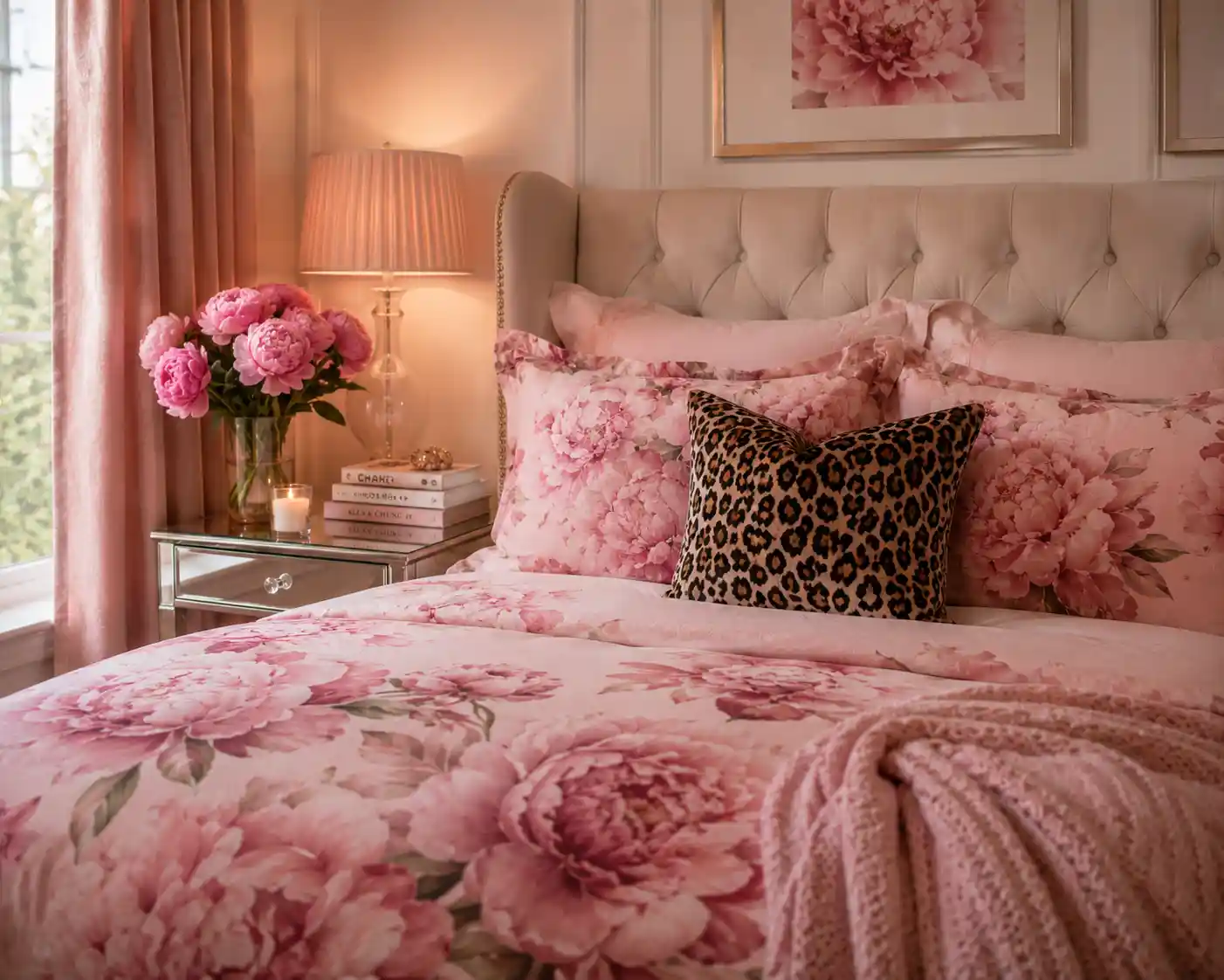 Peony Pink Florals and Cheetah Elements
