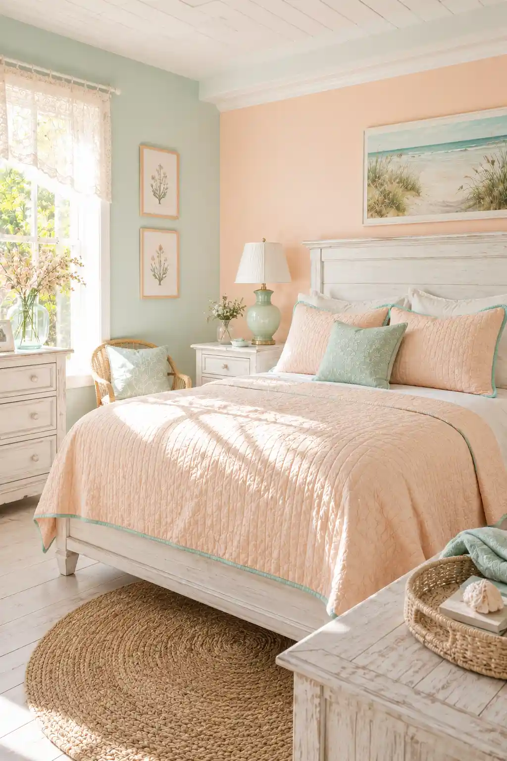 Fresh Mint Green and Pale Peach