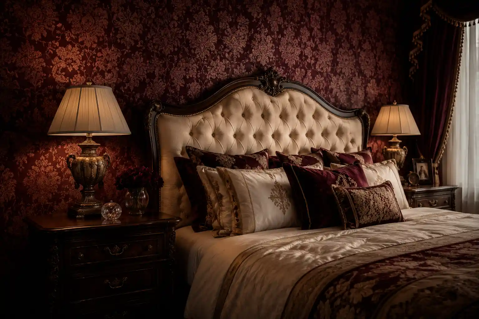 Classic Burgundy Damask Elegance