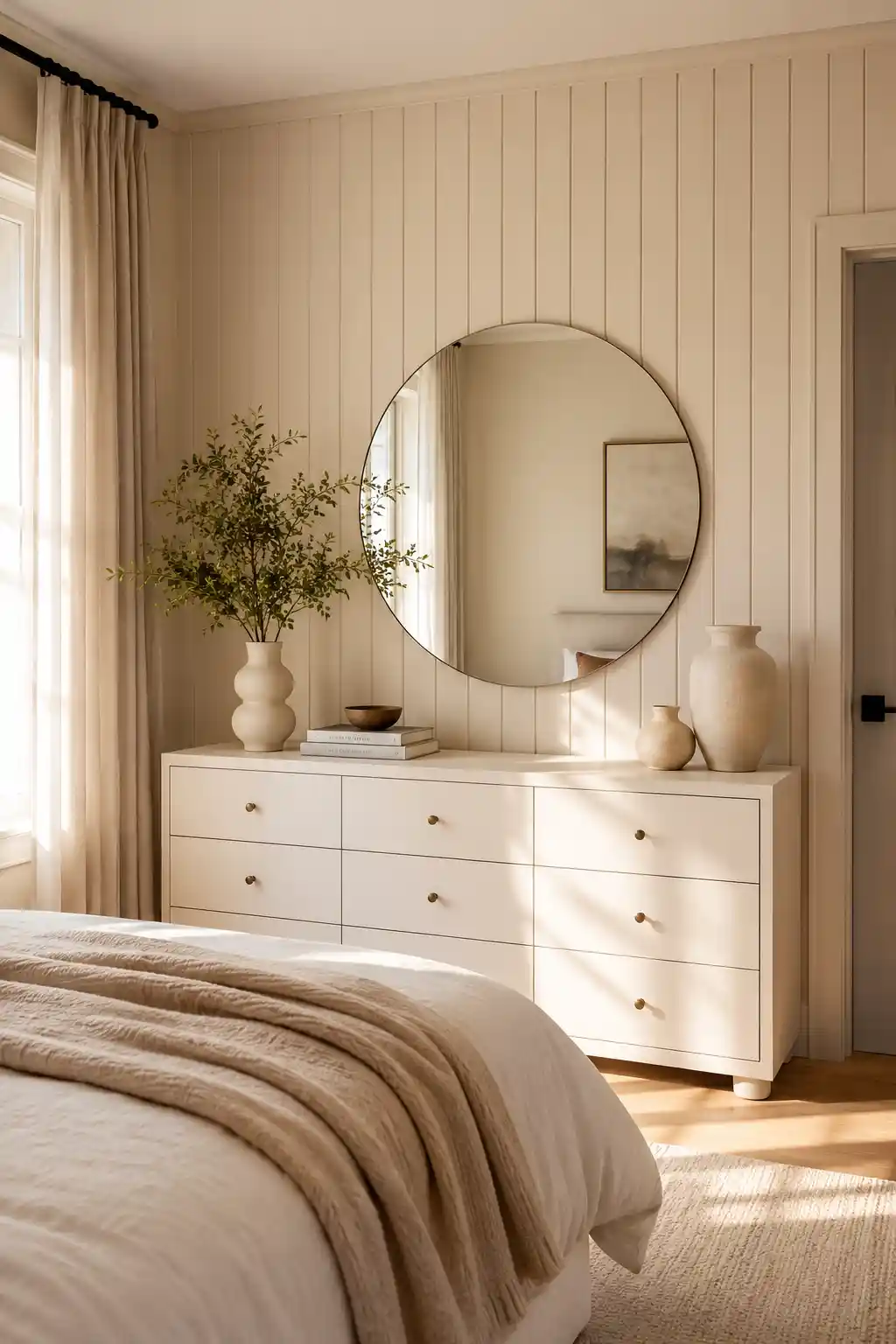 Warm Neutral Paneling and Tonal Accents