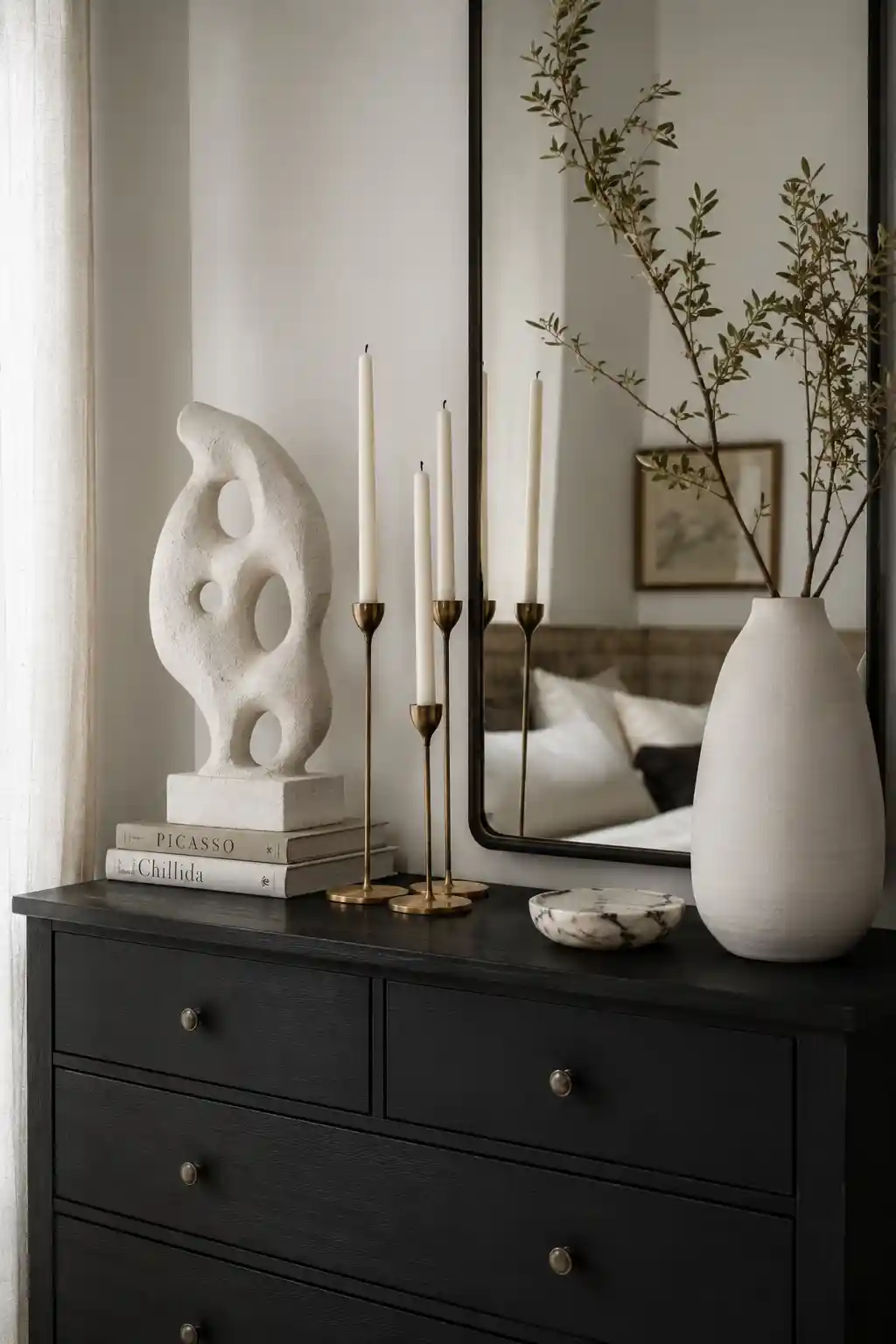 Abstract Plaster Sculptures and Floating Candles