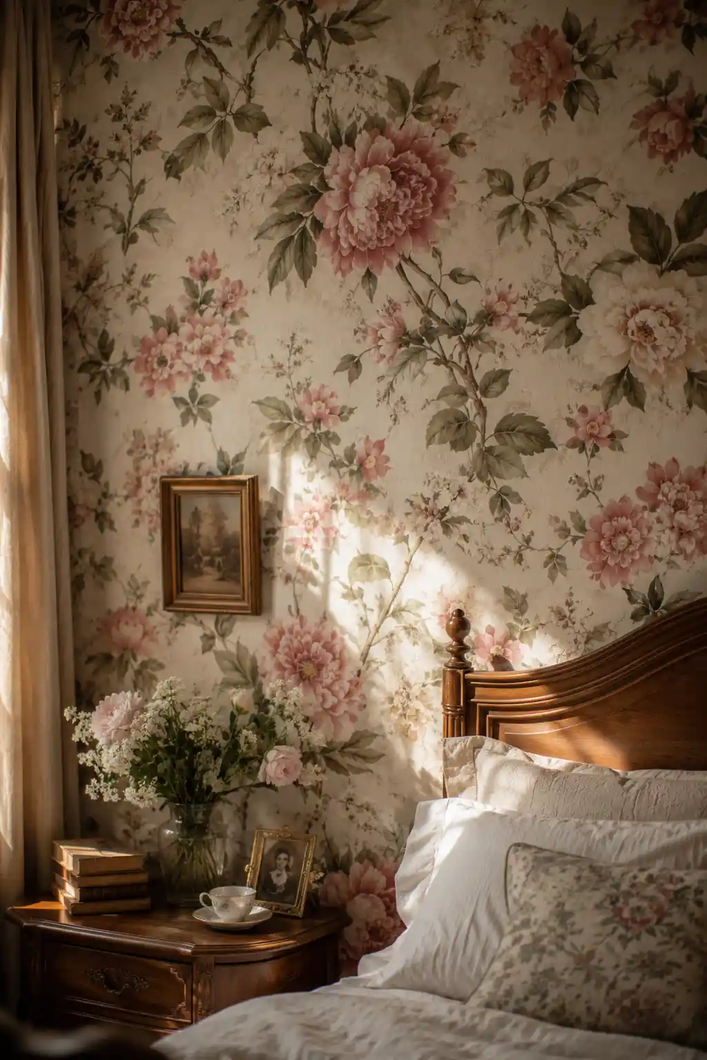 Immersive Floral Print Wallpaper