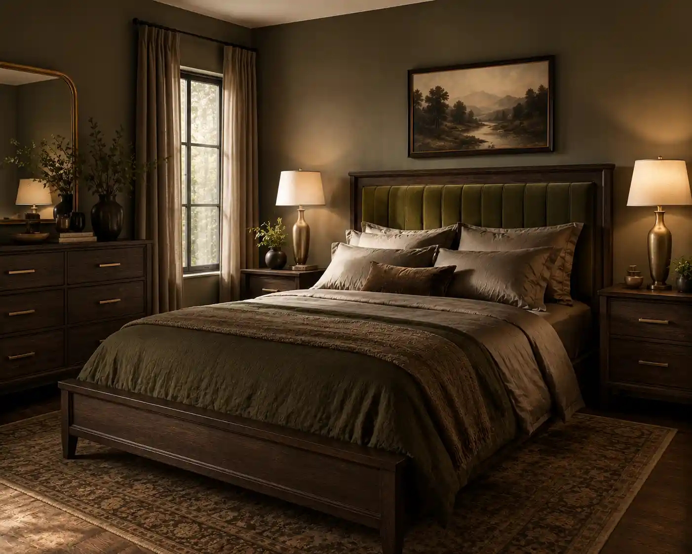 Olive Velvet Headboard