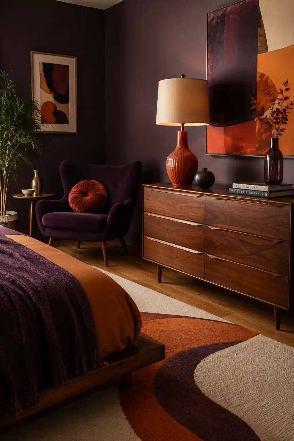 Aubergine and Burnt Orange Contrast