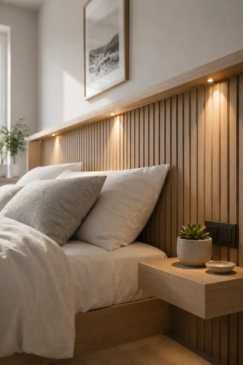 Minimalist Integrated Headboard Lighting