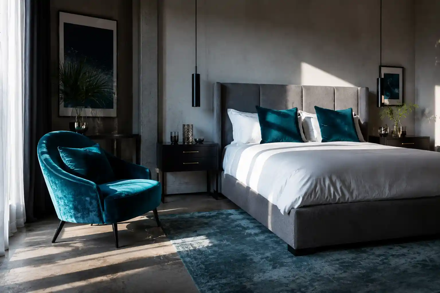 Bold Teal Velvet for a Contemporary Edge