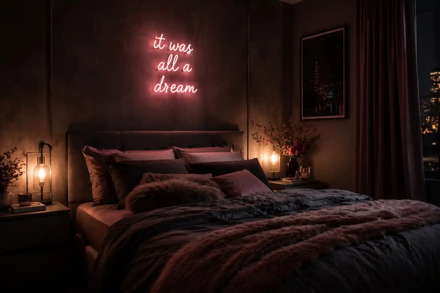 Atmospheric Pink Neon and Ambient Lighting