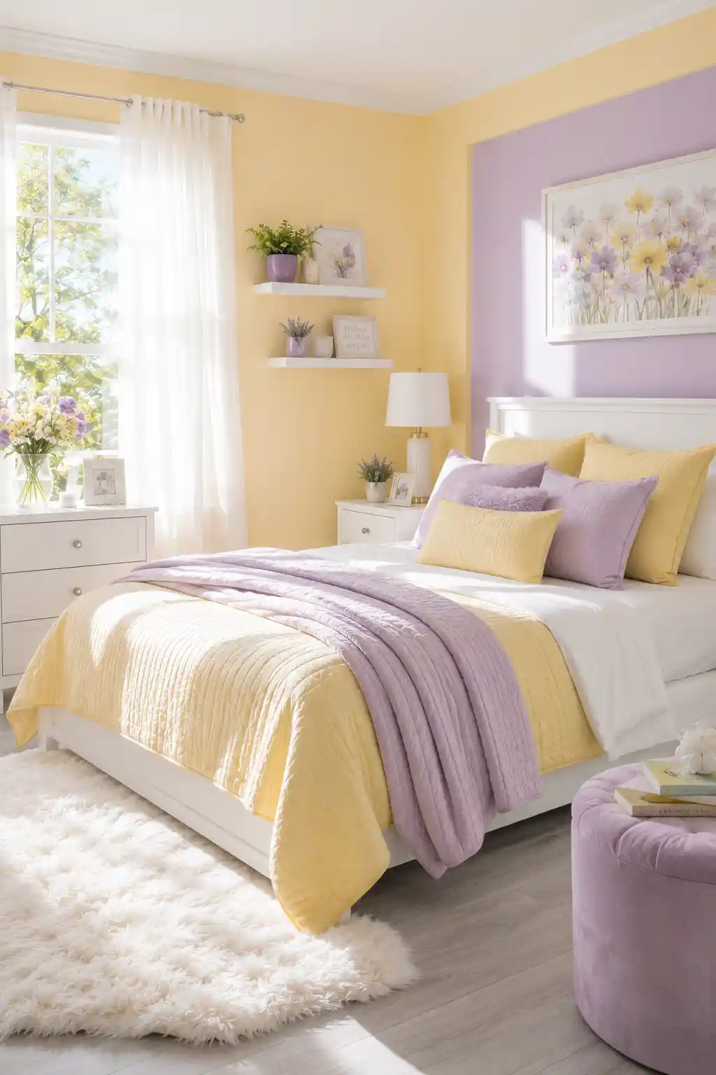 Cheerful Pale Yellow and Soft Lilac