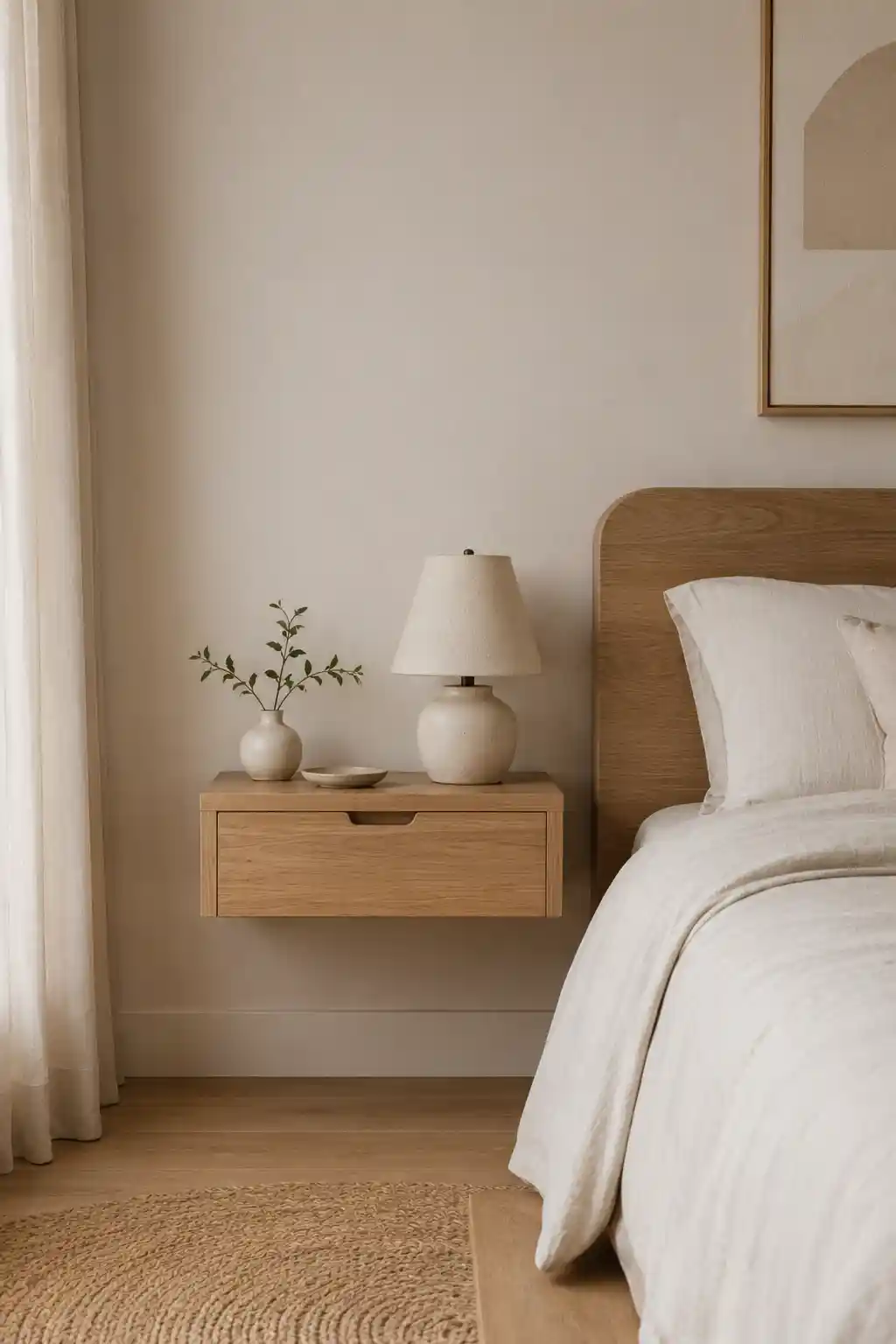 Floating Light-Wood Nightstands