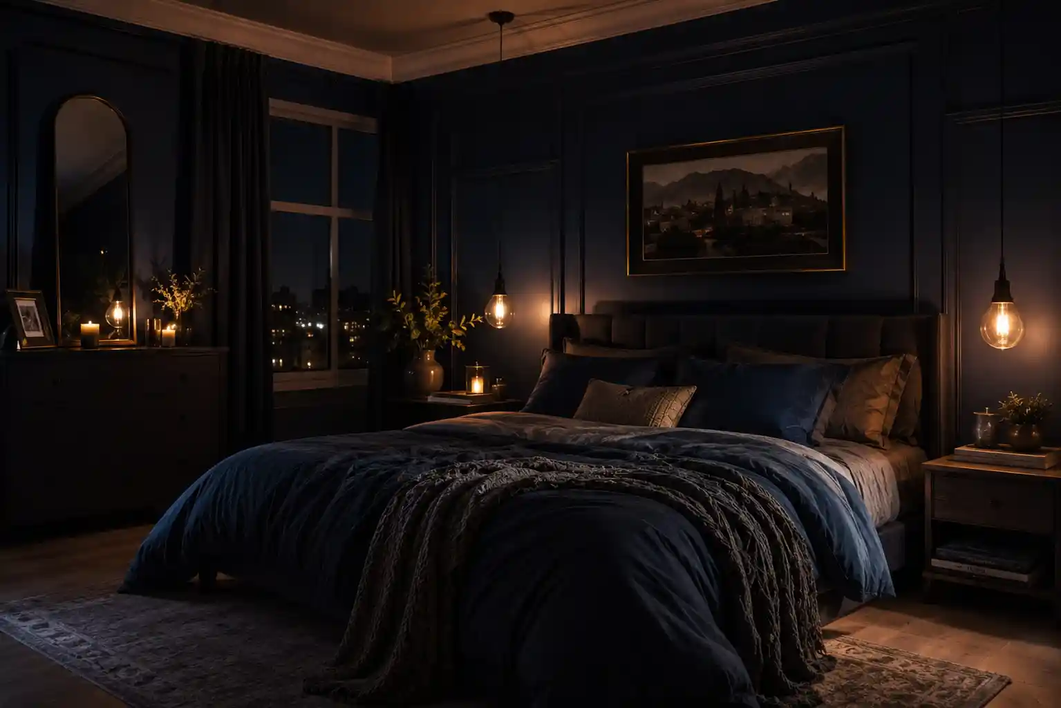 Indigo Hues with Warm Mood Lighting