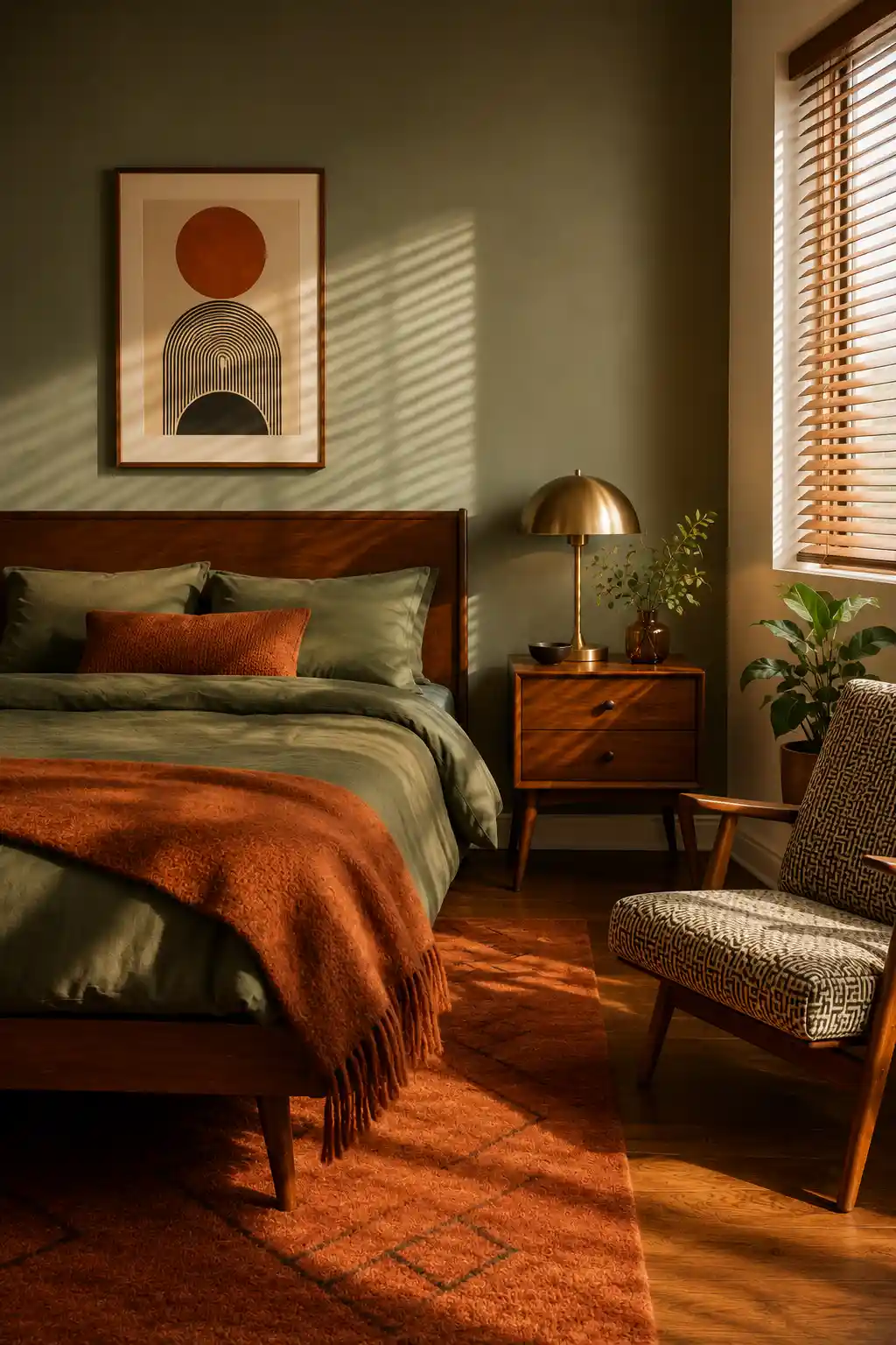 Mid-Century Modern Moss and Rust