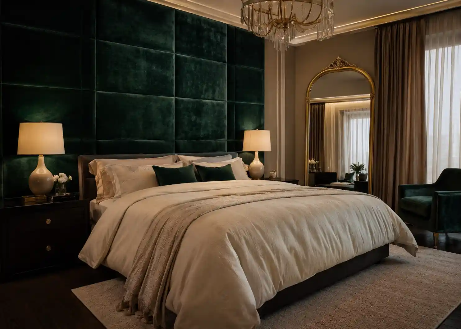 The Opulence of an Emerald Green Velvet Wall