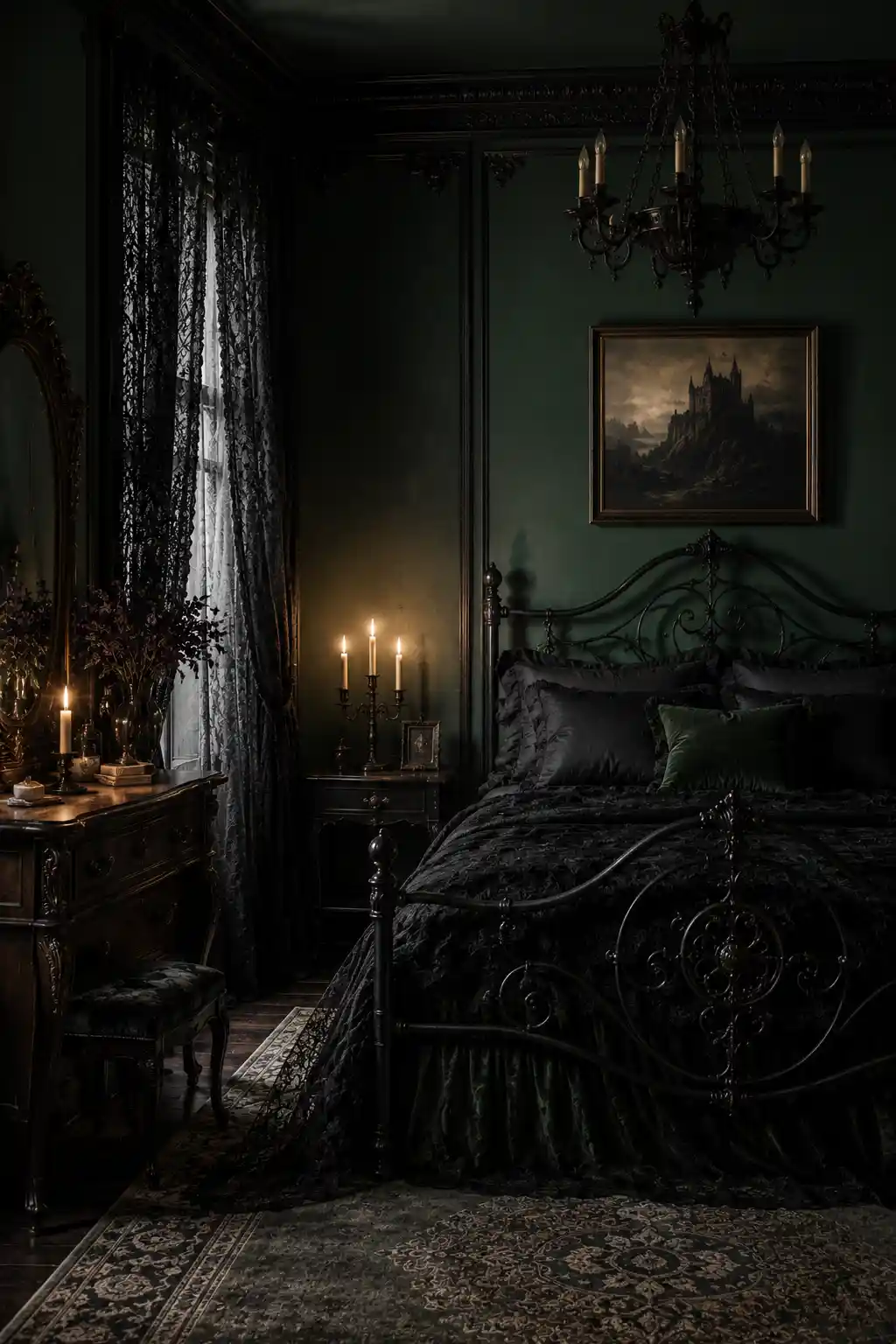 Moody Gothic Chic with Bottle Green