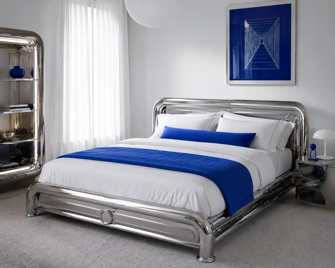 Polished Chrome and Metallic Bed Frames